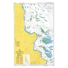 Admiralty Chart AUS835: Cape Weymouth to Cairncross Islets by Admiralty shows land in white/green, ocean in yellow, with navigation and depth symbols. Produced to Admiralty Standard Nautical Chart specs by the UK Hydrographic Office.