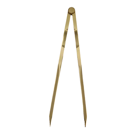 The Chartwright 8" Straight Brass Dividers, opened to about a 45-degree angle, is a precision instrument used for drafting and plotting. Commonly found in geometry sets, this tool from the trusted brand, Chartwright, is ideal for accurate measurements and drawing circles or arcs.