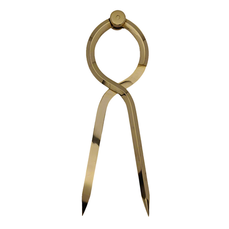 The Chartwright 7" Single-Handed Brass Dividers by Chartwright is designed for accurate measurements and marking distances. This precision tool features two pointed legs joined together at the top by a circular hinge and has a polished finish, making it ideal for technical fields.