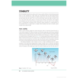 A textbook page titled "Stability" in Adlard Coles' "The Complete Ocean Skipper" discusses the stability of sailboats, featuring insights from Tom Cunliffe. It includes diagrams illustrating static stability and the concepts of positive and negative stability. Text in various sections delves into these topics essential for ocean sailing and offshore cruises.