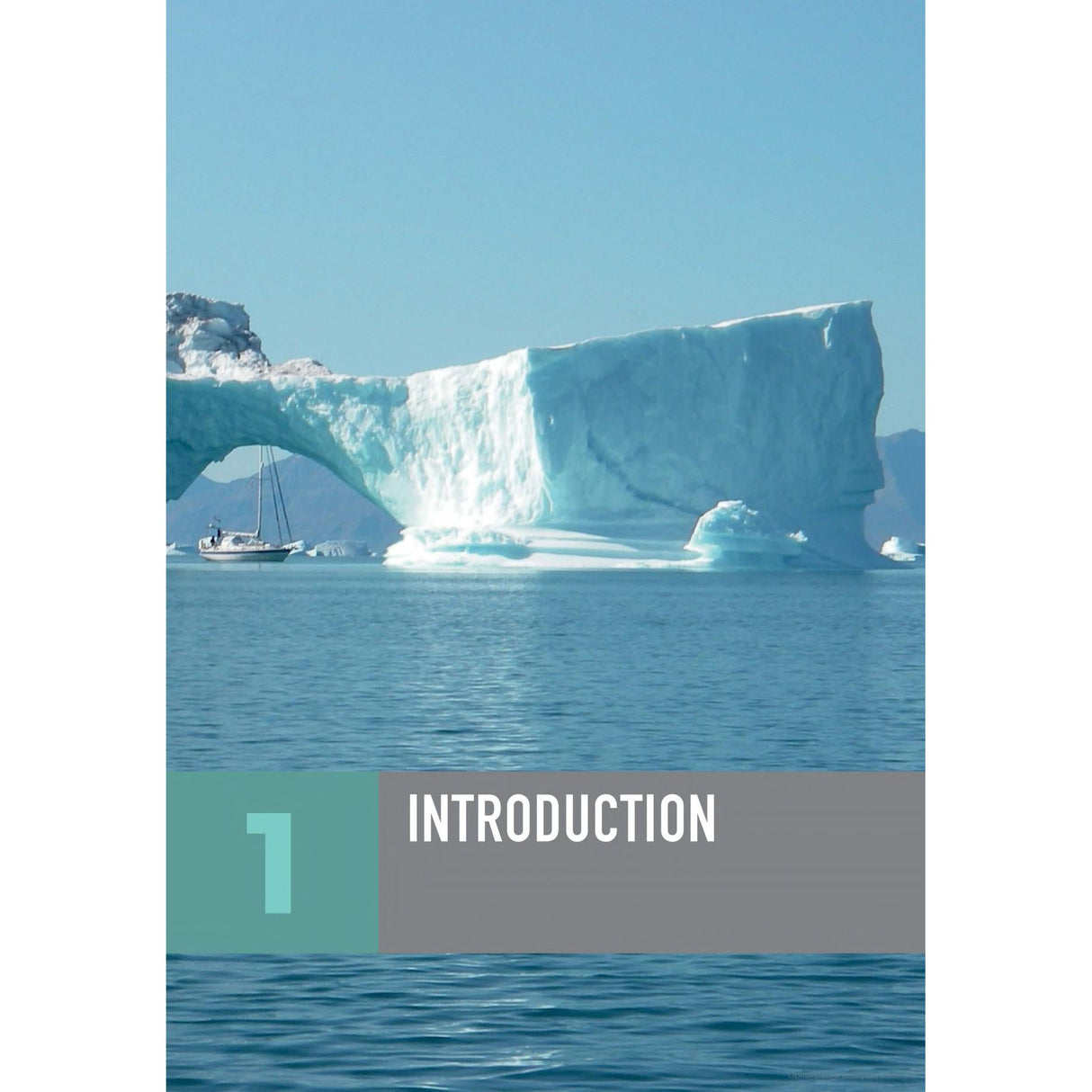 A small boat navigates near a massive iceberg in tranquil, blue waters beneath a clear sky, exemplifying the expertise in cold-water sailing. A section titled "1 Introduction" overlays the lower part of the image with a minimalist design, featuring "High Latitude Sailing" by Adlard Coles.