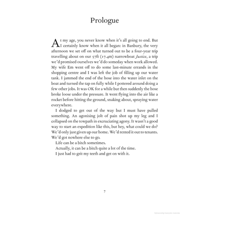 In "Tales from the Tillerman" by Adlard Coles, the "Prologue" narrates an unexpected trip on British canals aboard an old narrowboat. A plumbing mishap leads to a hose bursting, providing an amusing yet painful start to the day.