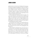 Text page titled "Joshua Slocum" detailing his biography. Born in Nova Scotia in 1844, Slocum became an American citizen and master seaman. Known for his solo circumnavigation as the first person to sail alone around the world, his influential journey inspired the Adlard Coles publication "Sailing Alone Around the World," marking a new era in exploration.