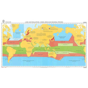 The Admiralty Load Line Regulations Chart D6083: The World displays vessel loading limits with colored zones, UKHO chart labels, and seasonal shipping periods to indicate restrictions across global oceans and continents.