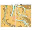 Admiralty Chart DE5: River Weser - Brake to Bremen displays navigation routes, depths, and land features in color. Insets provide detailed views for easier navigation between Brake and Bremen. Brand: Admiralty.