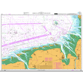 Admiralty Chart DE87: Borkum to Neuwerk and Helgoland by Admiralty details sea routes, depth contours, buoys, and land features to support safe navigation near Helgoland, with symbols and colors highlighting key waterways.