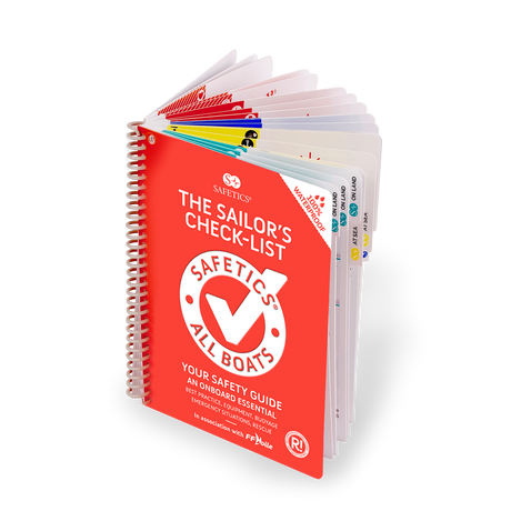 Safetics: The Sailor's Checklist by Safetics is a spiral-bound navigation guide with color-coded tabs for quick access to essential maritime safety tips.