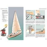 Fernhurst Books' "Illustrated Sail & Rig Tuning" features a detailed sailboat diagram with trimming devices, highlighting sail aerodynamics and tuning. It details the mainsail, genoa, and components with labels and arrows explaining winches, jammers, and ropes for sail adjustments.