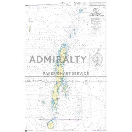 Admiralty Chart IN473: Andaman Islands by Admiralty depicts the Andaman Islands and nearby waters with navigational markings, depth contours, and place names. Features a "ADMIRALTY PAPER CHART SERVICE" watermark from the UK Hydrographic Office.