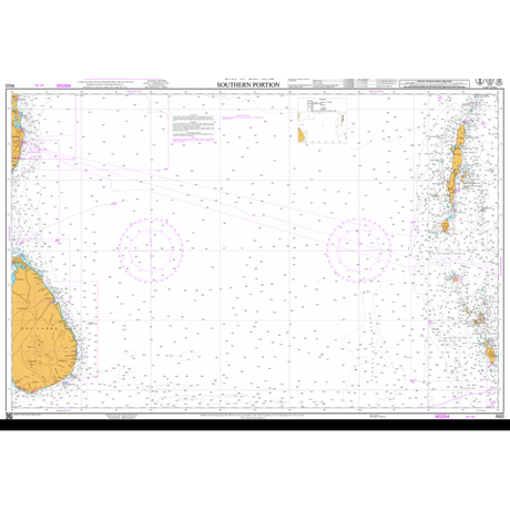 Admiralty Chart IN33: Bay of Bengal Southern Portion is a detailed Admiralty nautical chart showing coastlines, depth markings, shipping routes, navigation aids, and compass roses—plus notes and legends for safe navigation.
