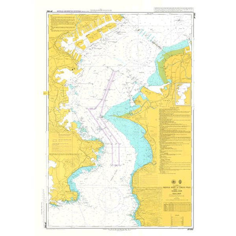 Admiralty Chart JP1062: Middle Part of Tokyo Wan by Admiralty provides detailed coverage with waterways, navigation routes, depth markings, land in yellow, and notes for safe navigation.