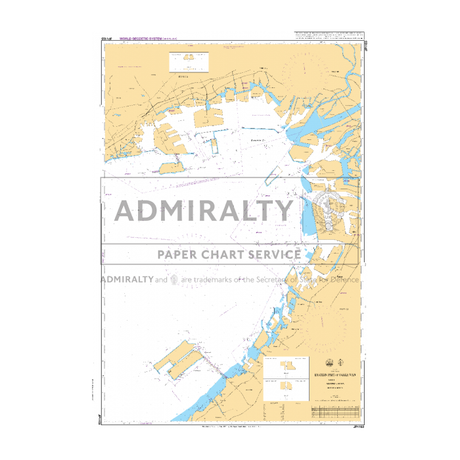 Admiralty Chart JP1103: Eastern Part of Osaka Wan shows coastal land, waterways, and navigation details for safe sailing. Overlaid with "ADMIRALTY PAPER CHART SERVICE" trademarks, it features insets, legends, and commercial shipping routes.