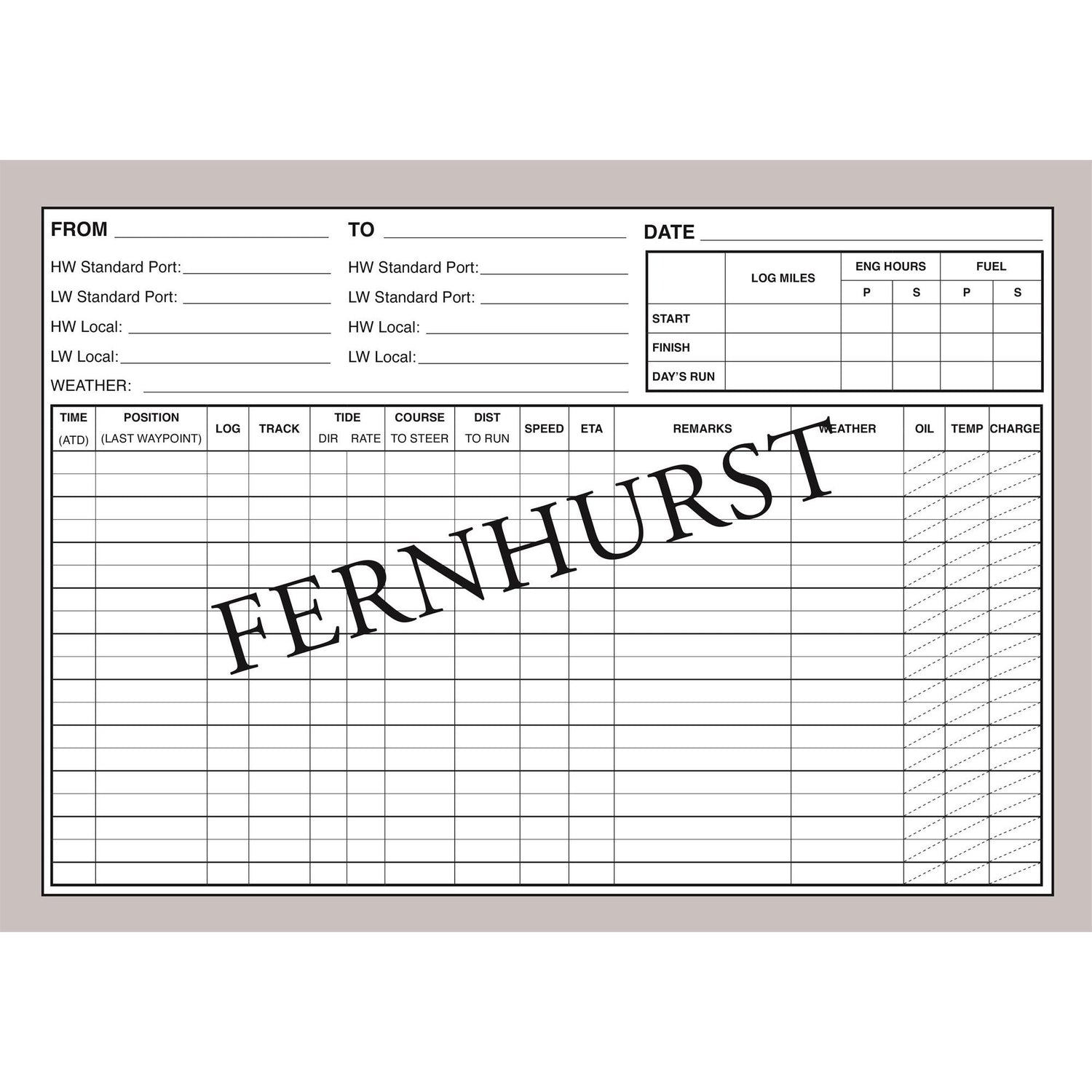 Logbook for Cruising Under Power