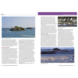 A two-page spread in the "North Brittany & Channel Islands Cruising Companion" by Fernhurst Books explores Northern Brittany with focus on Morlaix and its bay. One page highlights a historic island, while the other features a coastal village and anchored boats, providing crucial pilotage details.