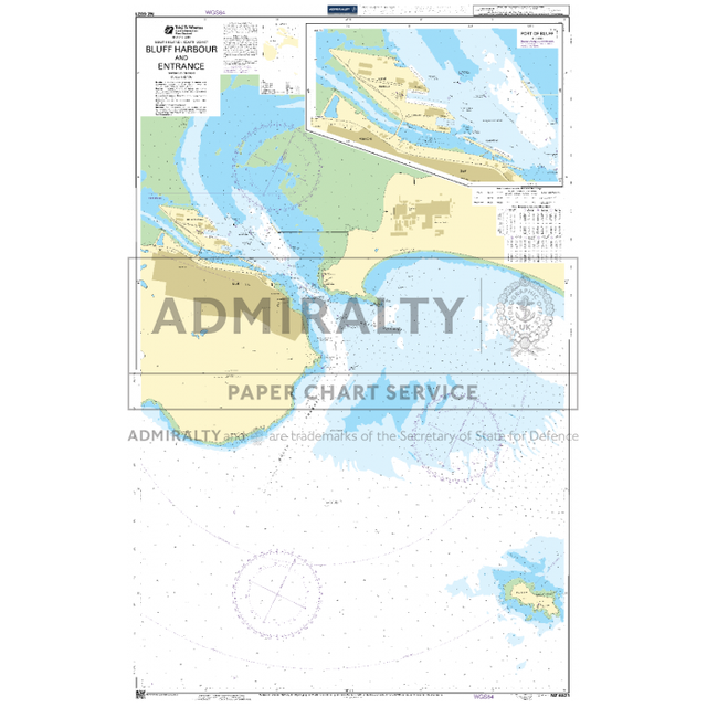 Admiralty Chart NZ6821: Bluff Harbour and Entrance details water depths, coastal features, and shipping routes for safe navigation near Bluff Harbour, New Zealand, with inset map and signature Admiralty branding.