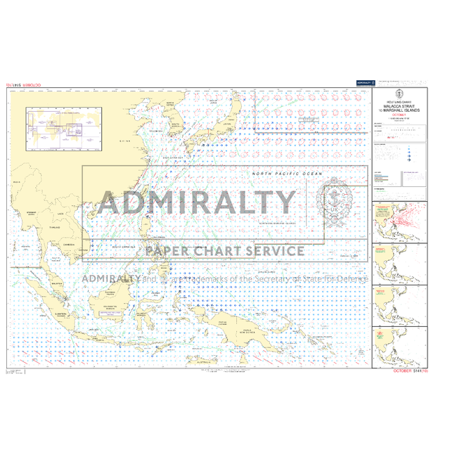 Admiralty Routeing Chart 5141(10): Malacca Strait to Marshall Islands (October) by Admiralty shows ocean navigation routes across the western Pacific, covering Southeast Asia, Australia, Japan, and the Marshall Islands.