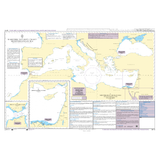 The Admiralty Maritime Security Chart Q6110: Mediterranean Sea by Admiralty details the sea and surrounding coasts, with security notes, inset maps, passage planning info, navigation routes, and warnings clearly marked.