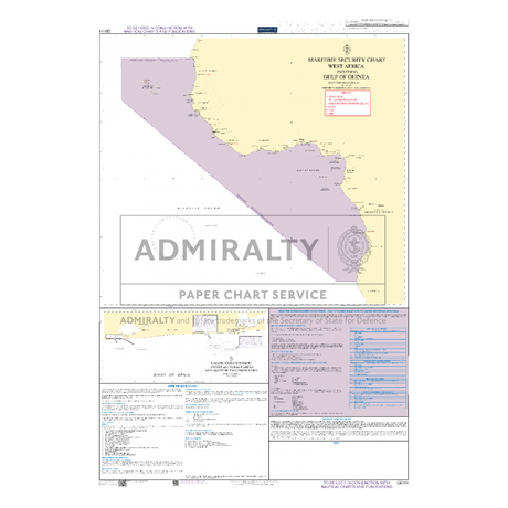 Admiralty Chart Q6114: Maritime Security Chart - West Africa including Gulf of Guinea by Admiralty shows the West African coastline, including Liberia and Sierra Leone, with navigation notes and shipping routes to aid maritime security.