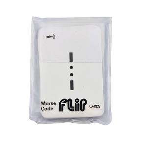 The Flip Cards: Morse Code deck by Flip Cards comes in a transparent plastic case. Ideal for mastering Morse code, each top card reveals a Morse symbol, providing mariners with an engaging way to boost their Morse proficiency card by card.