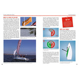 Sailing: A Beginner's Guide by Fernhurst Books is ideal for beginners, featuring sections on points of sailing, essential tips, and sail functions. It includes text, diagrams on wind directions relative to a boat, a sailboat image on water, and red top tip boxes for mastering techniques.