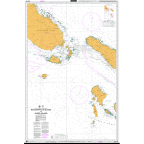 Admiralty Chart SLB301: Bougainville Island to Ghizo Island shows coastlines, water depths, navigation aids, islands, reefs, and marine hazards for safe navigation—an official Admiralty nautical chart.