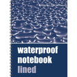 A spiral-bound notebook cover showcases water droplets, appealing to outdoor enthusiasts. Featuring "Waterproof Notebook Lined" and "Fernhurst Books" prominently, it is perfect for those seeking reliability in all weather conditions.