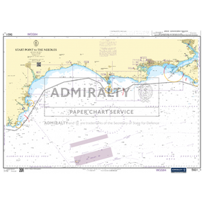 Titled "Admiralty Small Craft Charts - 5601 - East Devon and Dorset," this nautical chart from Admiralty is specifically designed for maritime experts. It displays coastal navigation routes, contours, and navigational details for ships, including depths, buoys, and landmarks along the southern coast of England from Start Point to The Needles.